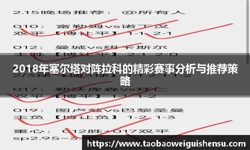2018年塞尔塔对阵拉科的精彩赛事分析与推荐策略